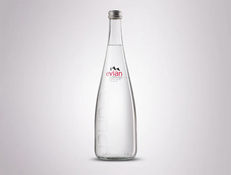 Water bottle lighted from the side and from the back